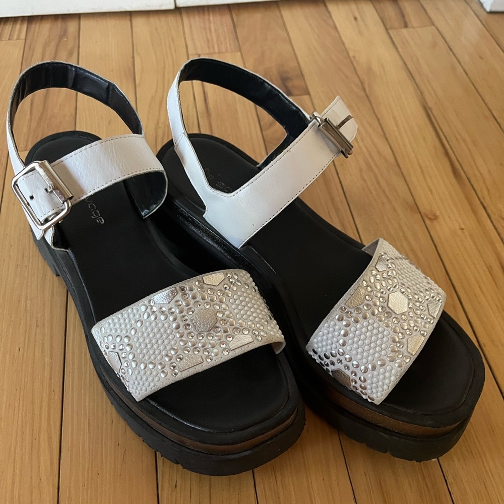 Savage White Platform Sandals